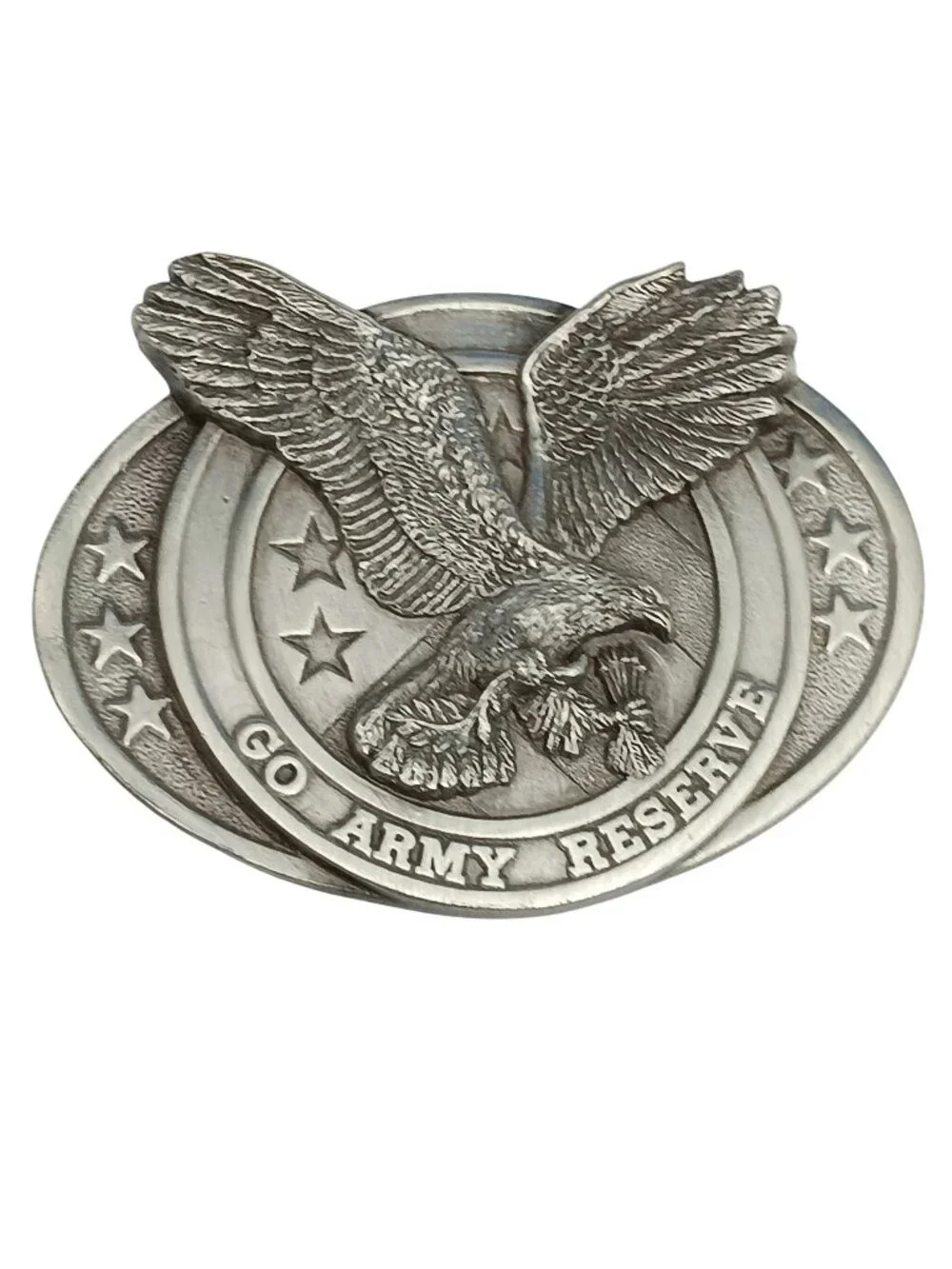Vintage 1984 Bergamot Army Reserve Pewter 3D Eagle Belt Buckle 1984 Made in USA